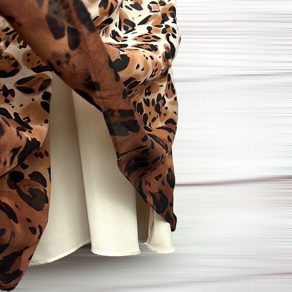 Nicole Miller Collection Silk Dress Empire Style Animal Print Deep V-Neck size 0 - Picture 7 of 12
